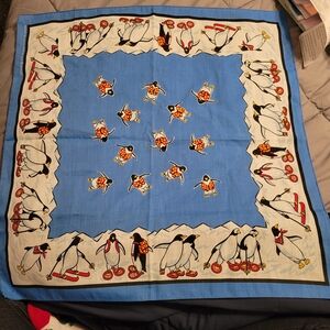 Blue Penguin Print Scarf
